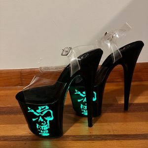 Pleaser 8” Flamingo 808NLSK pole heels size 8